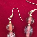 Original handmade reddish bead dangle earrings Red Photo 1
