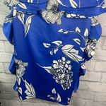 La Peteau Floral Ruffle Bow Cutout Midi Dress 6 Blue Photo 5