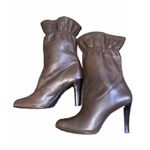 Worthington Women's 8M Heeled Ankle Bootie Soft Brown Leather Cinched Top Photo 3