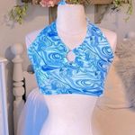 Romwe Halter Top Cropped Summer Blue Swirls Summer Beach Photo 0