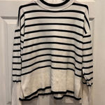 Rachel Zoe Black and White Striped Mock Neck Sweater Knit Top Size Large Photo 0