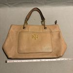 Tory Burch  Britten Satchel Purse Tan Color Photo 11