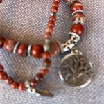 Red Jasper Beaded Bracelet Set w/ Tree of Life & Leaf Charms Silver Photo 3