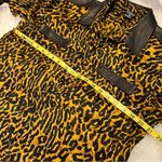 Braefair 100% Silk Animal Print Blouse Top with Black Genuine Leather Trim SZ 10 Photo 5