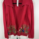Tiara International Vintage  Christmas reindeer full‎ zip sweater woman's size XL Photo 7