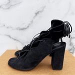 Saint Laurent women’s Babies black suede lace-up block heel sandal size 36 US 6 Photo 5