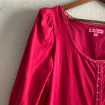 Betsey Johnson Hot Pink Dress with Lace Hook Front Corset Puff Sleeves MIDI XL Photo 5