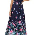 Eliza J Pink and Blue Flutter Sleeve Maxi Dress Photo 0