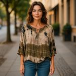 Westport 1962 Women's Tie Dye Tunic Top - Size 1X - Brown Gold Beige Photo 1