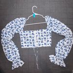 Floral Blue and White Women's Top Photo 2