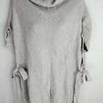 Max Mara Gray Cotton Tie Slit Side Turtle Neck Pullover Sweater Women's SMALL Photo 0