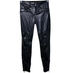 Alice + Olivia  Cammy Vegan Leather Moto Pants Ultra Low Rise Black Size 2 Grunge Photo 2