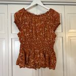 Old Navy  orange floral puff sleeve smocked top size M Photo 6