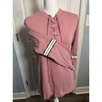 Victorias Secret Pink Womens Shirt Size XS Long Sleeve Mauve Tie Stripe Tee Dog Photo 2