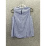 ZARA  Women's Blouse Sleeveless Crochet Neck Size XS Blue Striped High Neck Photo 3