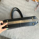 Joy & Iman Black Leather Tote Large Shoulder Bag Best Friend Satchel Top Handles Gold Photo 7