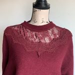 Suzanne Betro Lace Collar Burgundy Sweater Size L/XL NWT Photo 2