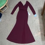 Dress the Population Dress The Population Carmen Long Sleeve Trumpet Maxi Gown Dress Burgundy XS Photo 4