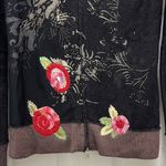 One Girl Who Black Floral Embroidered Full Front Zip Sweater Photo 5