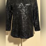 NWT GF Collection Black Floral Dress Shirt Keyhole Back with Sequins Size XS Photo 3