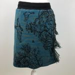 Unique Sweater Girl Novelty Print Fringe Skirt Size Medium with faux wrap Medium Photo 1