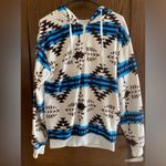 Aztec fuzzy long sleeve hoodie with zipper and pockets Blue Size M Photo 2