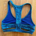 SO  Racerback Light Support Sports Bra (M) – Blue Green Striped Fitness Basic Photo 1