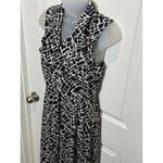 Studio One Womens Sleeveless Ruffle Collared Dress Black White Abstract M Career Size M Photo 7