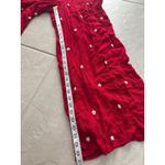 Free People Jumpsuit Womens Small Red Cream Embroidered Wide Leg Boho Festive Photo 9