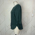 Ateliers De La Maille Green Cupro Ruffle Sleeve Top Size 1 / US Small Photo 4