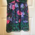 Anna Sui Blurred Hydrangea Dress Watercolor Floral Size 2 Sleeveless Mini Black Photo 4