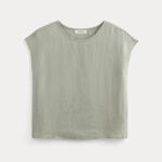 Everlane The Muscle Top Linen Shirt Sea grass Large Short Sleeve Photo 9