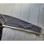 LuLaRoe  Amber Floral Hoodie Black White Striped Raglan Sleeves Medium Photo 6