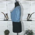 Cenzo Denim Cropped Top Puff Sleeve Light Blue Photo 8