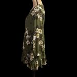 Vince Camuto  olive floral print lined long sleeve dress with semi-sheer sleeves Photo 5