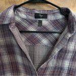 AQUA  Flannel Purple and Gray Plaid Button Down. Size XS Photo 1