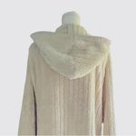NWOT Source Unknown Open Front Tan Plush Ribbed Hooded Teddy Cardigan Pockets Size L Photo 3