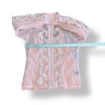 Boston Proper Pink Cutout Lace Button Up Drama Sleeve Shirt Size Small Photo 2