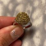 Silver & yellow faux diamanté round ring Photo 0
