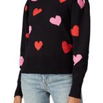 Kate Spade  NEW YORK Hearts‎ Mockneck Black Sweater Size XXS NWT Valentine Cute Photo 0