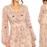 Mac Duggal  93755 Size 14 Floral Beaded Surplice V-Neck Long Balloon Sleeve Gown Photo 15