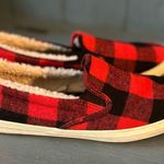 Old Navy Red and Black Plaid Slip-On Shoes | Size 8.5 Photo 2