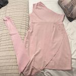 Women's One Shoulder Pink Dress with Waist Tie Size M Photo 1