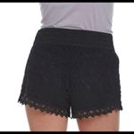 Womens Ambiance Black Lace Elastic Waist Shorts Photo 1