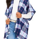 Loft Plaid Blanket Wrap Kimono M/L Photo 0