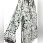 Cynthia Rowley  Floral Print Roll Tab Sleeve 100% Linen Blouse Photo 2