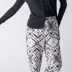 margaret o'leary  Pull-On Pants Stretch Ikat‎ Tie Dye Cream Gray Size Small Photo 0