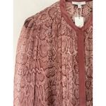 Joie NWT  100% Silk Tassa Elegant Snake Print Pintuck Blouse Pink Lined Sz Small Photo 3