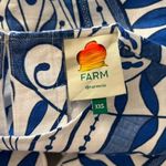 Farm Rio NWOT  Linen Lace Nature Short-Sleeve Crop Wavy Blouse Size XXS Blue Photo 7