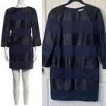 Nellie‎ Partow blue satin striped virgin wool shift dress size 4 Black Photo 1
